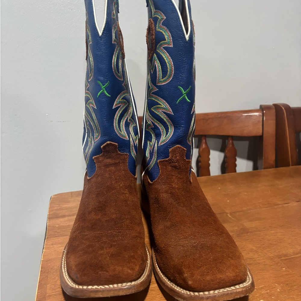 Men's Brown and Blue Twisted X Boots